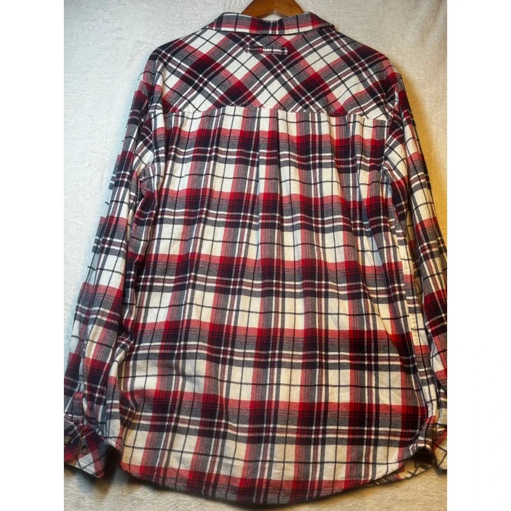 Legendary Whitetails Flannel Shirt LT Large Tall Red Blue Plaid Corduroy Collar - Picture 9 of 13